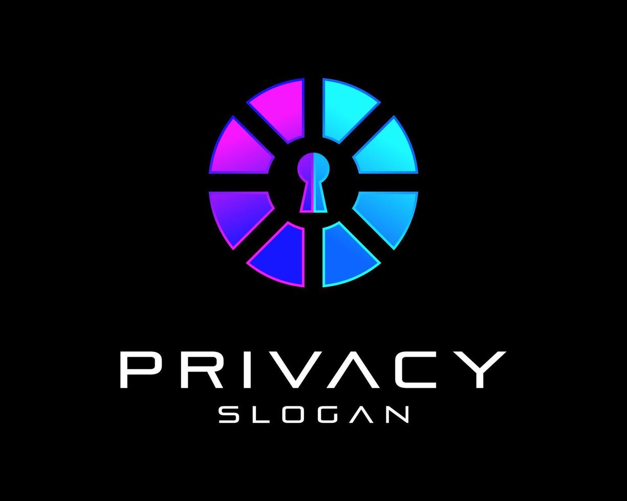 buraco da fechadura privacidade segurança proteção circular progresso colorida vibrante cor vetor logotipo Projeto
