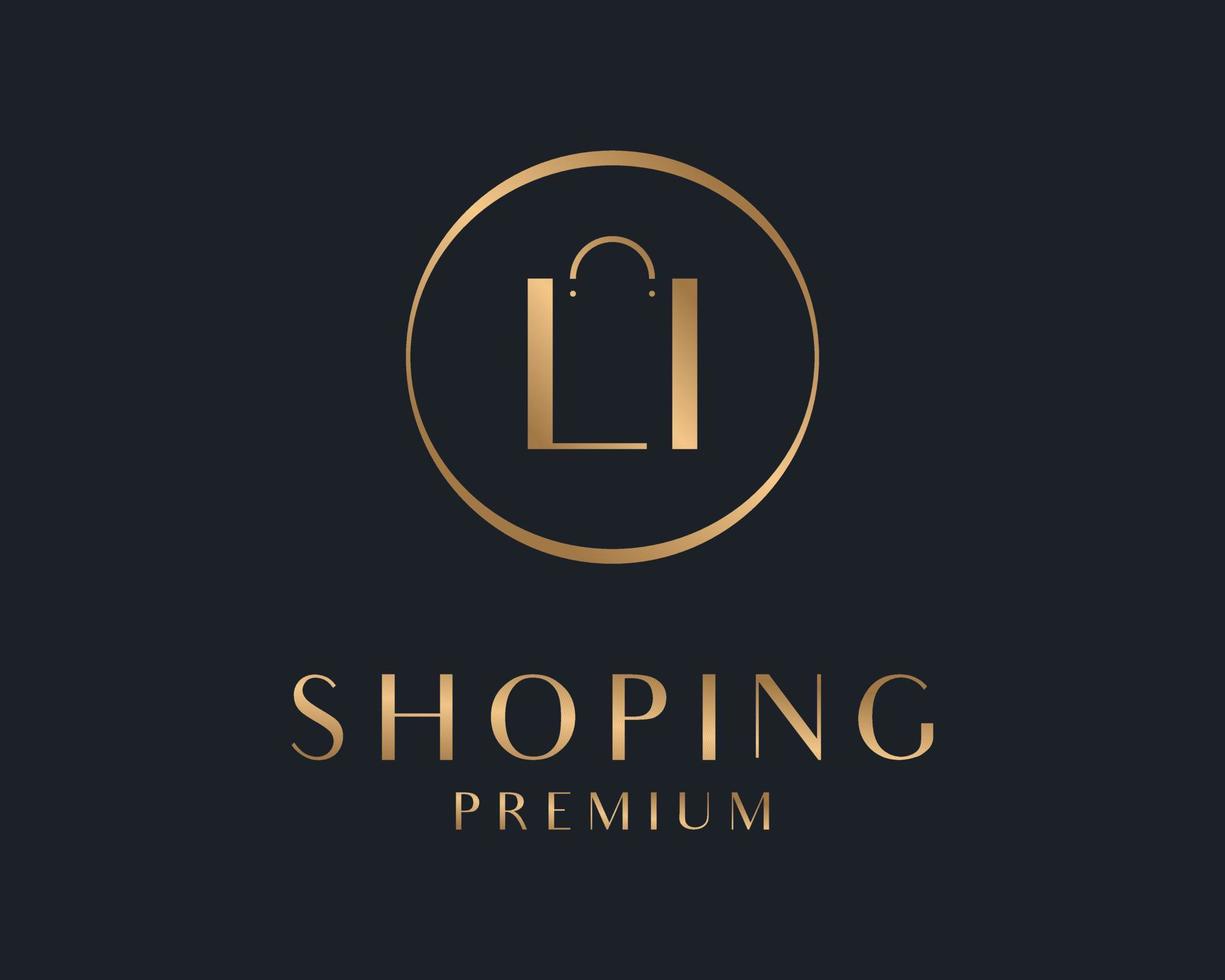 compras saco moda loja varejo ouro luxo dourado glamour simples minimalista vetor logotipo Projeto