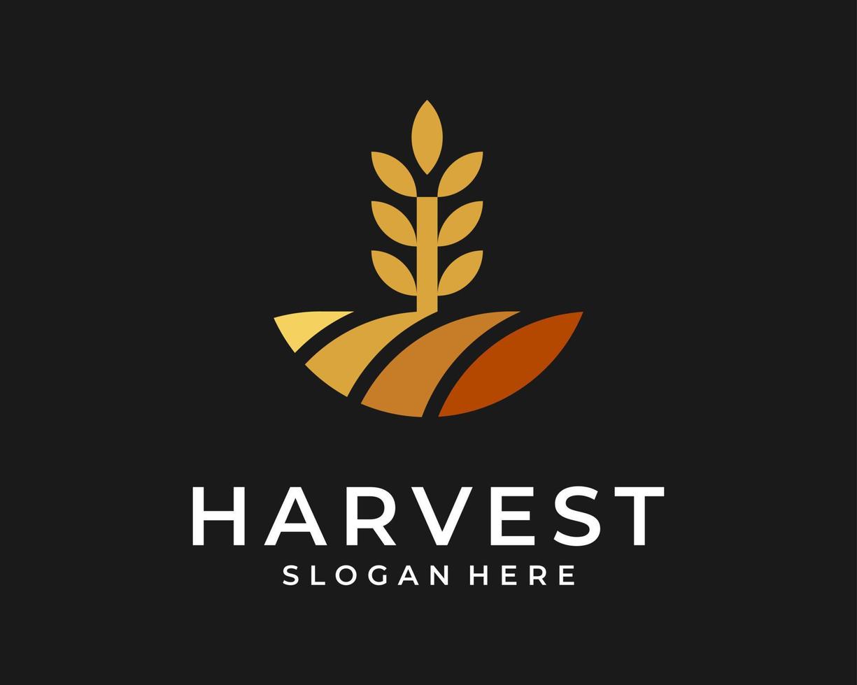 agricultura grão trigo campo colheita Fazenda terra panorama crescer moderno minimalista vetor logotipo Projeto