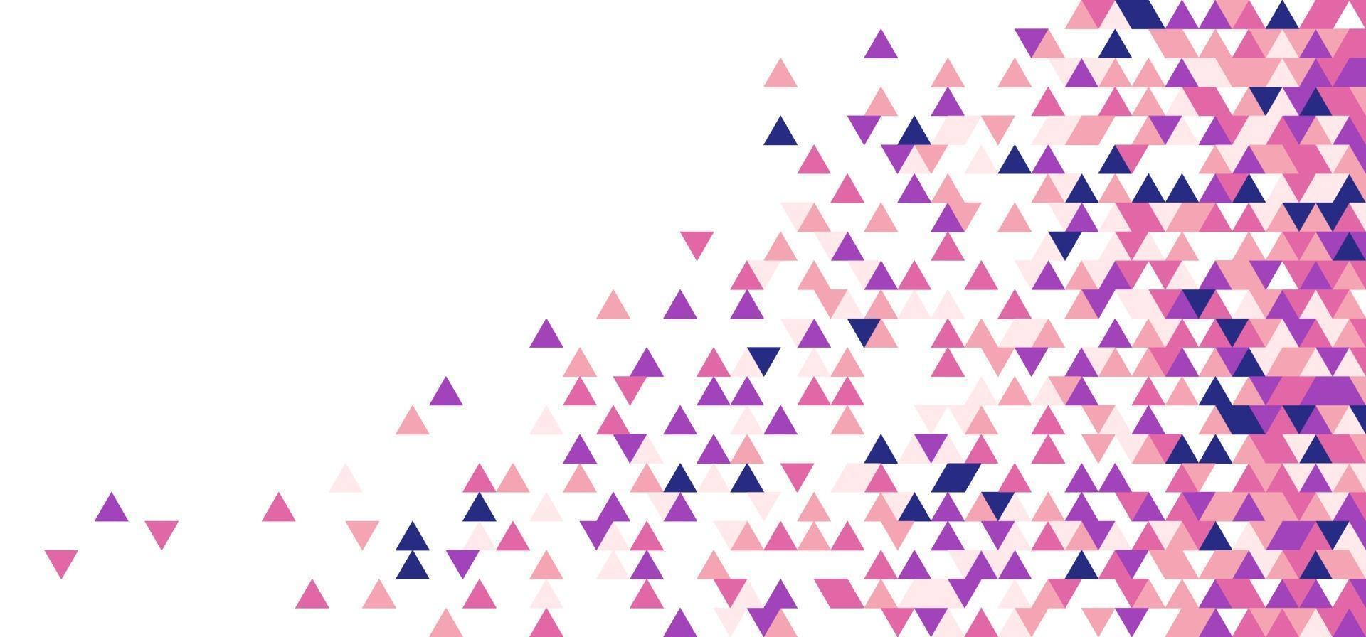 Os triângulos geométricos abstratos rosa, roxo e azul formam um padrão de mosaico no fundo branco vetor