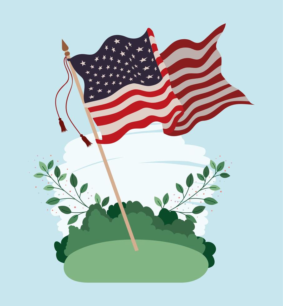 bandeira dos estados unidos da américa balançando no campo vetor