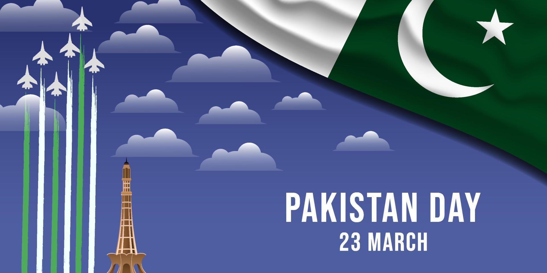 Paquistão dia fundo bandeira Projeto conceito com aeronave vetor