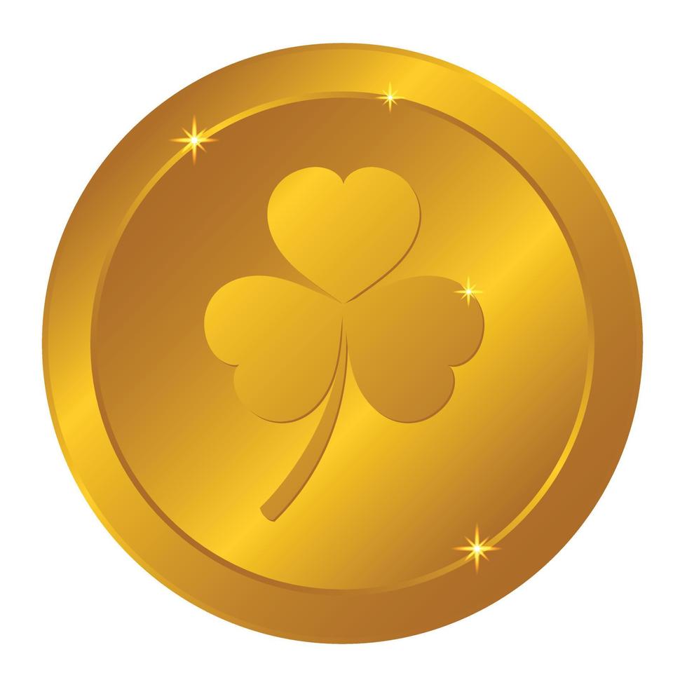 ouro moeda com shamrock. st. patrick's dia símbolo. vetor ilustração em transparente fundo dourado moeda com shamrock. st. patrick's dia símbolo. vetor ilustração em transparente fundo