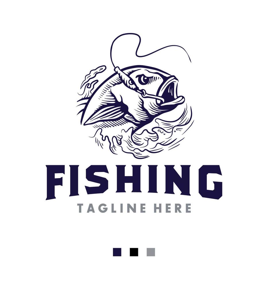 vetor de design de logotipo de pesca