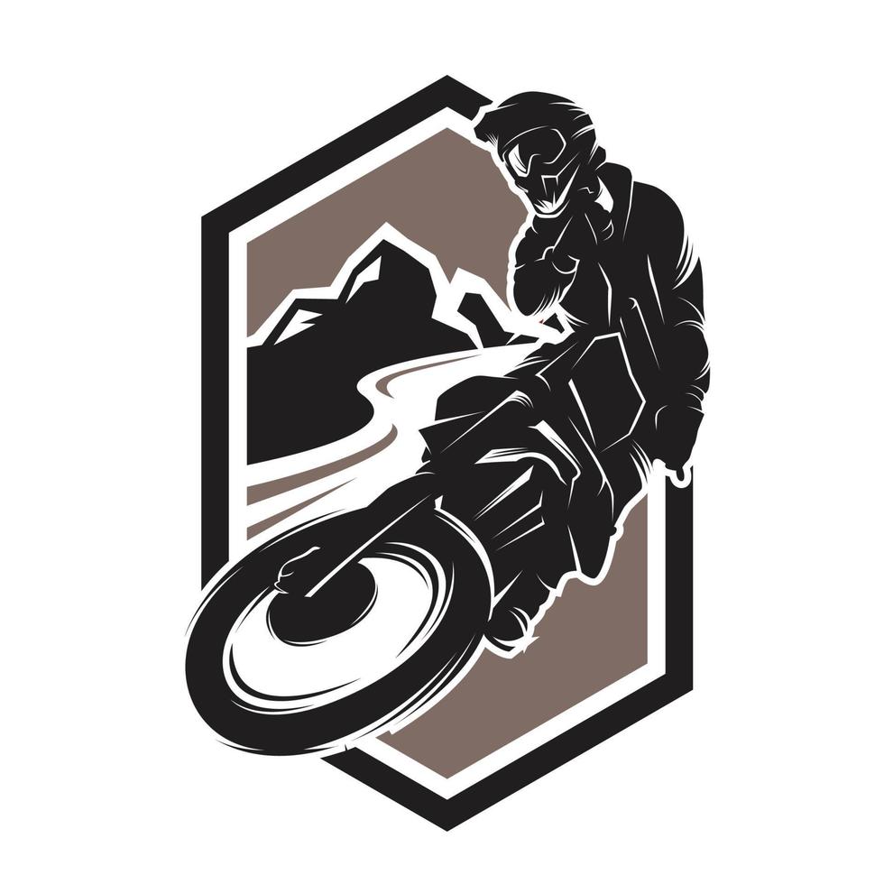 moto rastrear logotipo. motocross saltar ilustração logotipo inspiração vetor