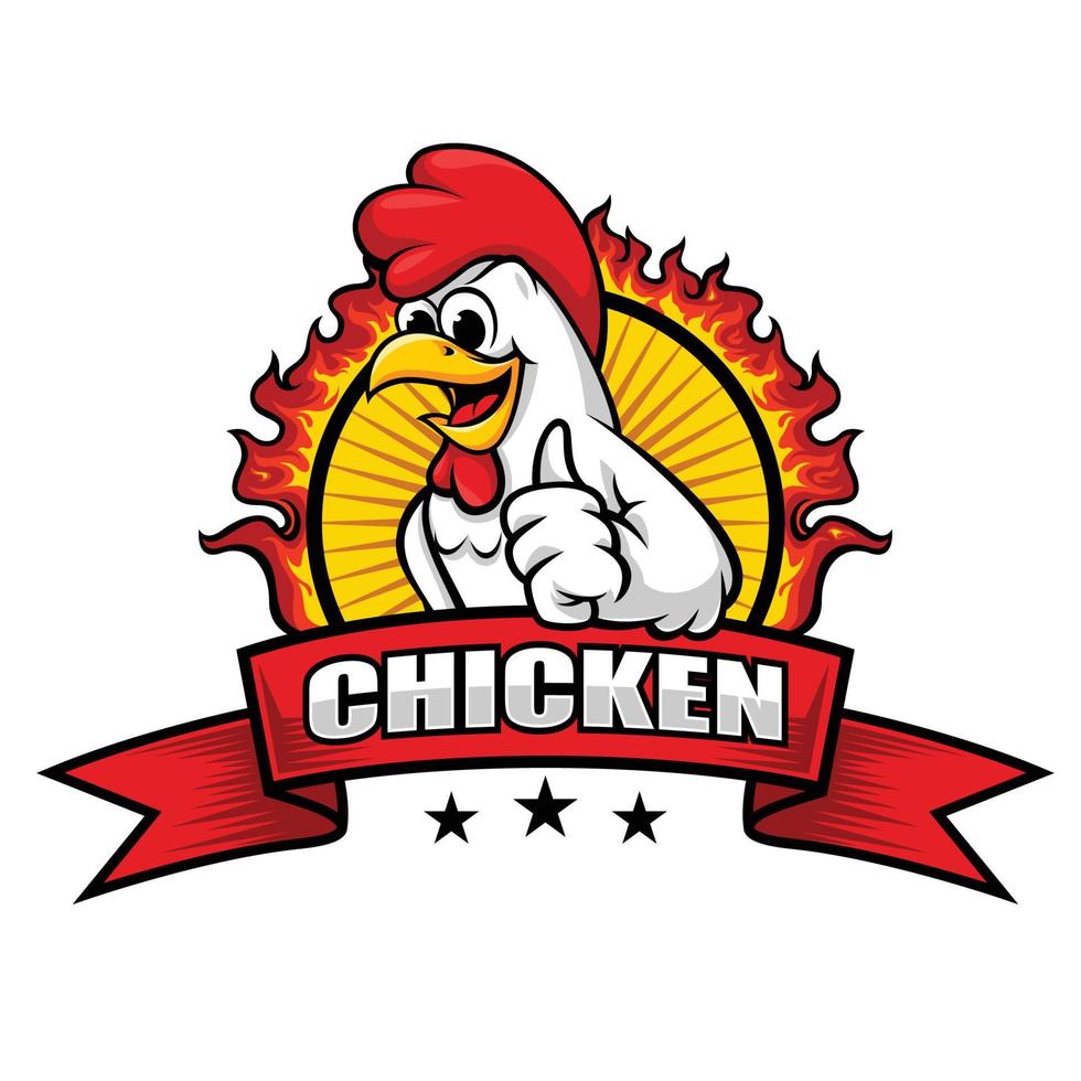 frango mascote para restaurante logotipo inspiração vetor