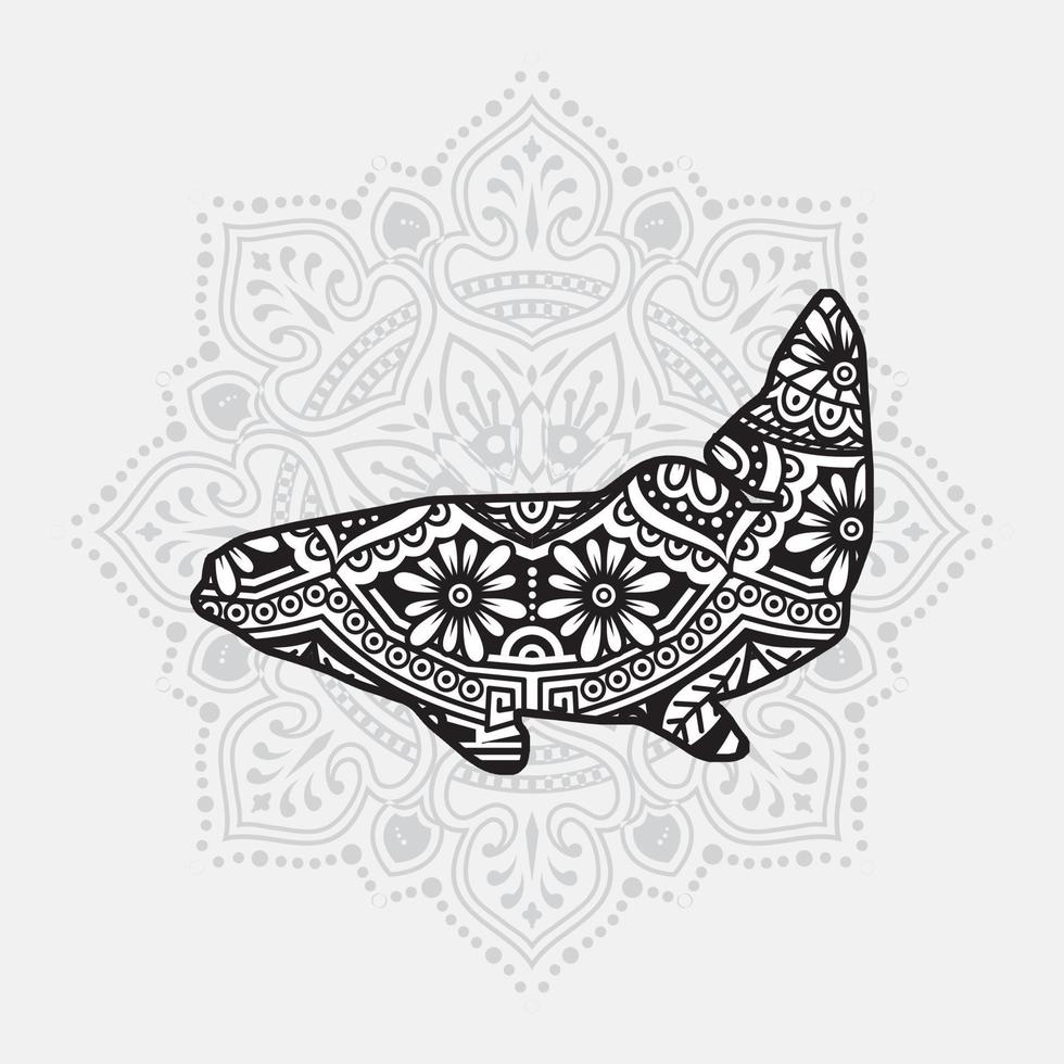 mandala de animais marinhos. elementos decorativos vintage. padrão oriental, ilustração vetorial. vetor