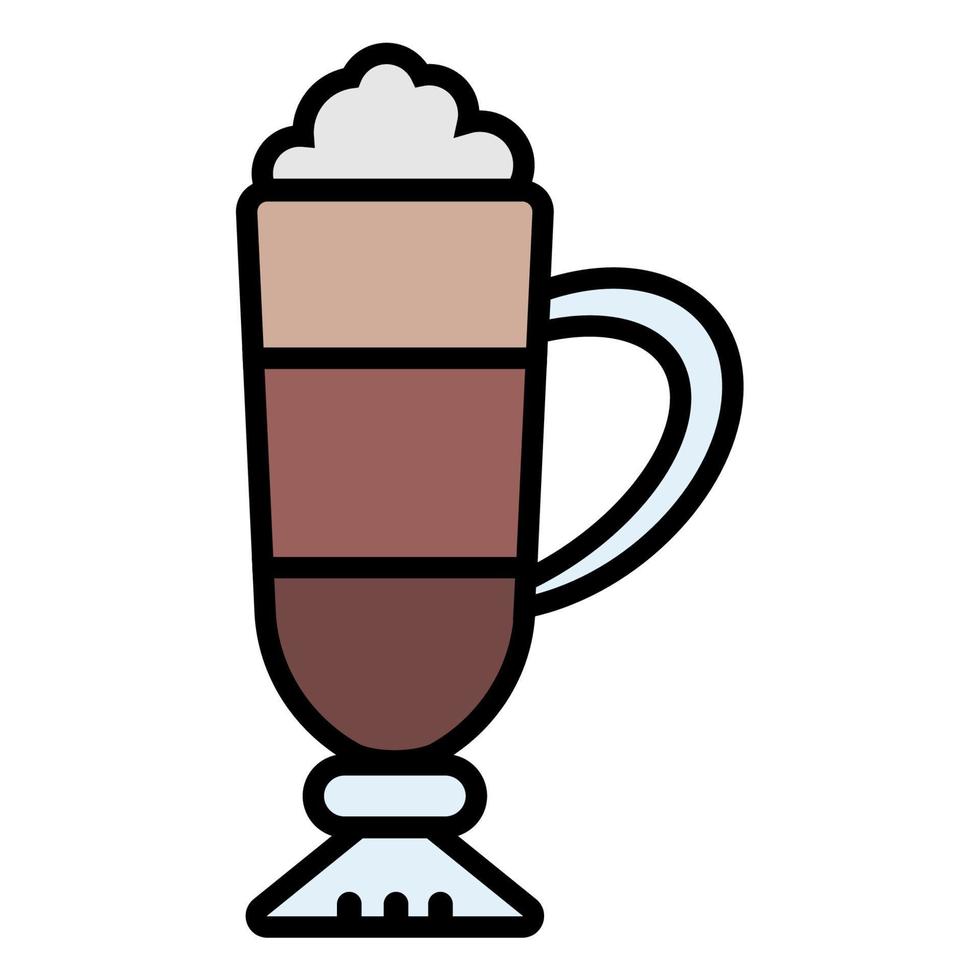 ilustração vetor gráfico do café com leite café bebida, bebidas, copo vidro ícone