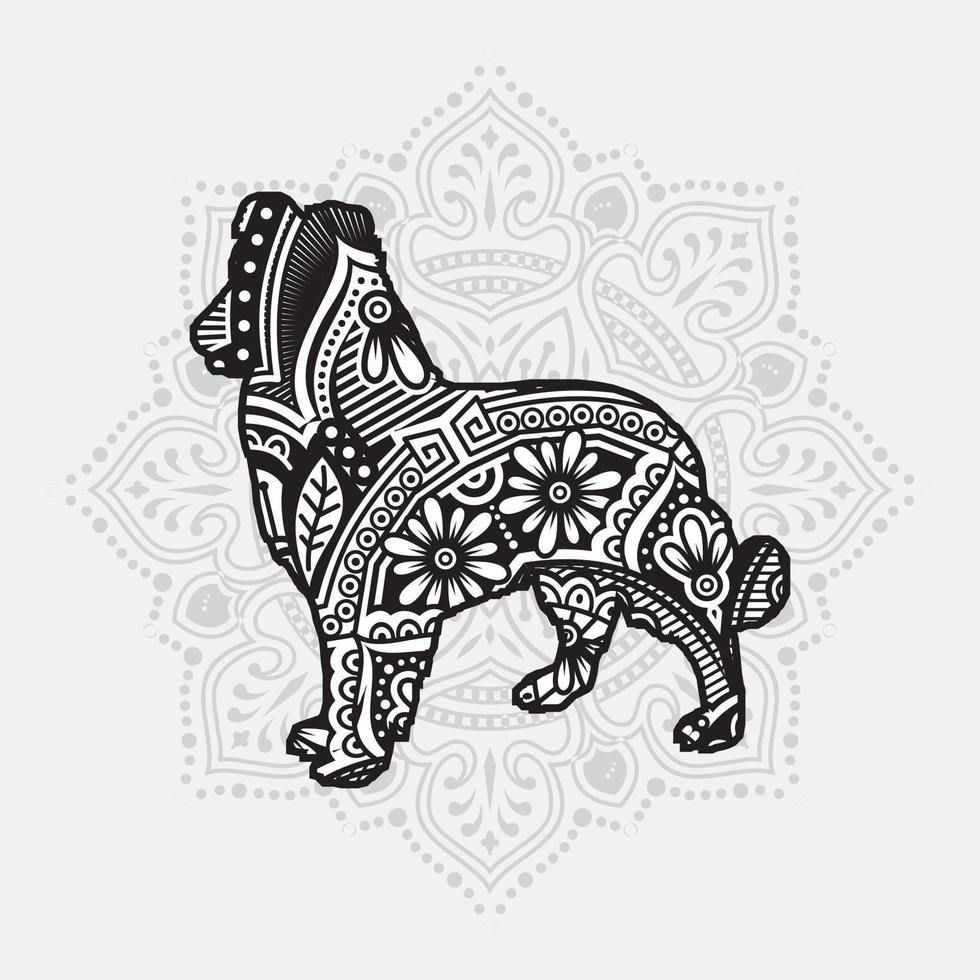 mandala de cachorro. elementos decorativos vintage. padrão oriental, ilustração vetorial. vetor