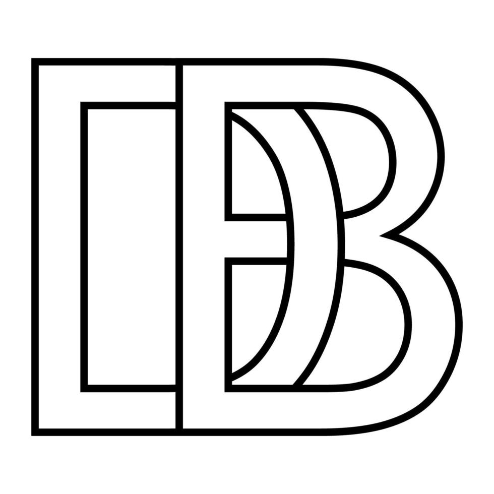 logotipo placa db bd ícone sinal, entrelaçado cartas d b vetor