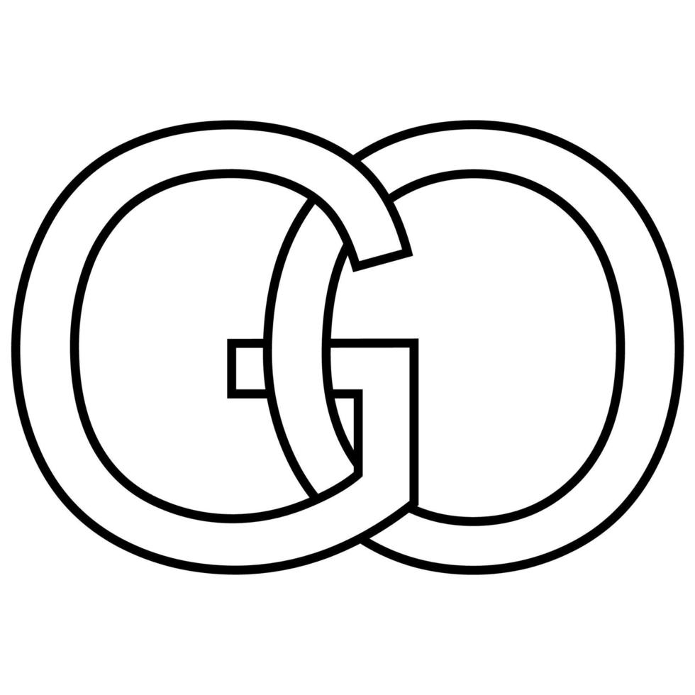 logotipo placa ir og ícone nft entrelaçado cartas g o vetor