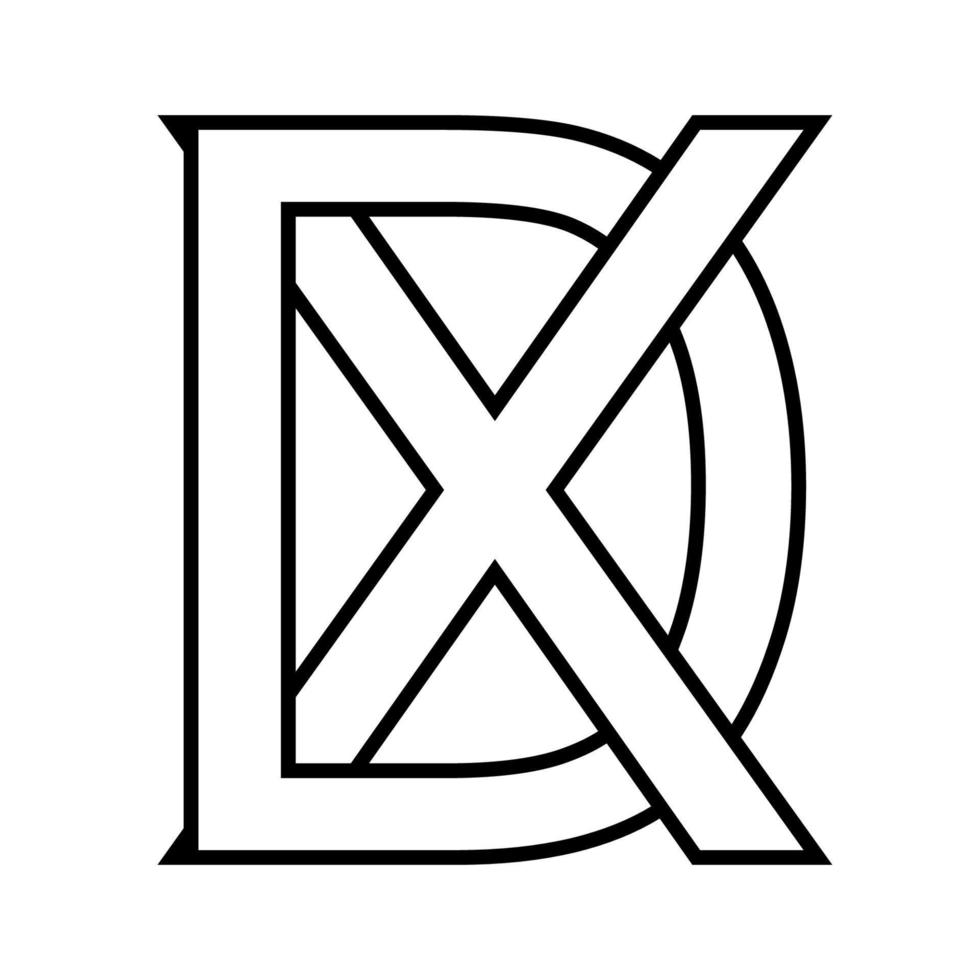 logotipo placa dx xd ícone nft dx entrelaçado cartas d x vetor