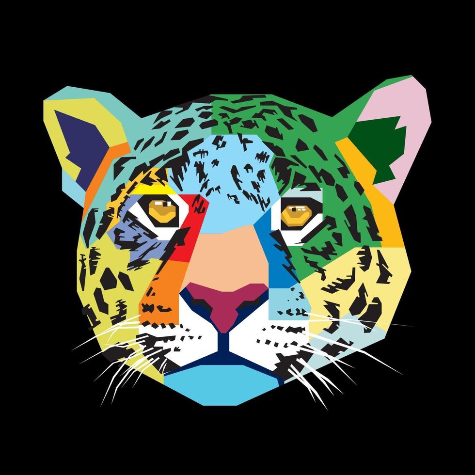 cabeça de jaguar em desenhos e esboços coloridos vetor