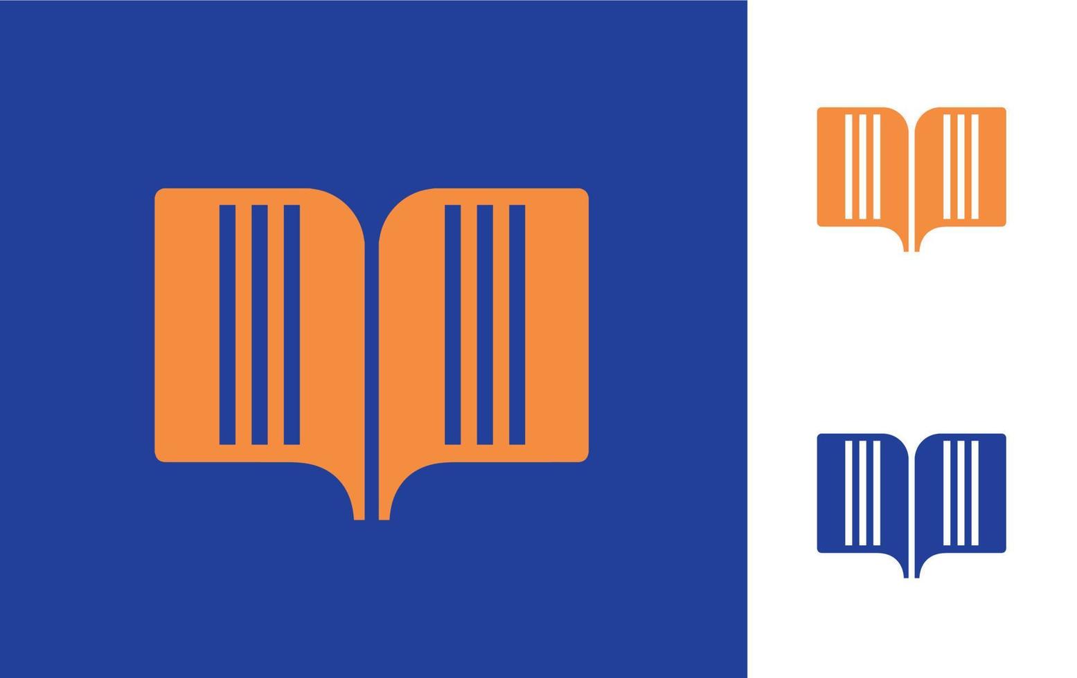 símbolo com livro conceito com letras dentro laranja e azul cores vetor