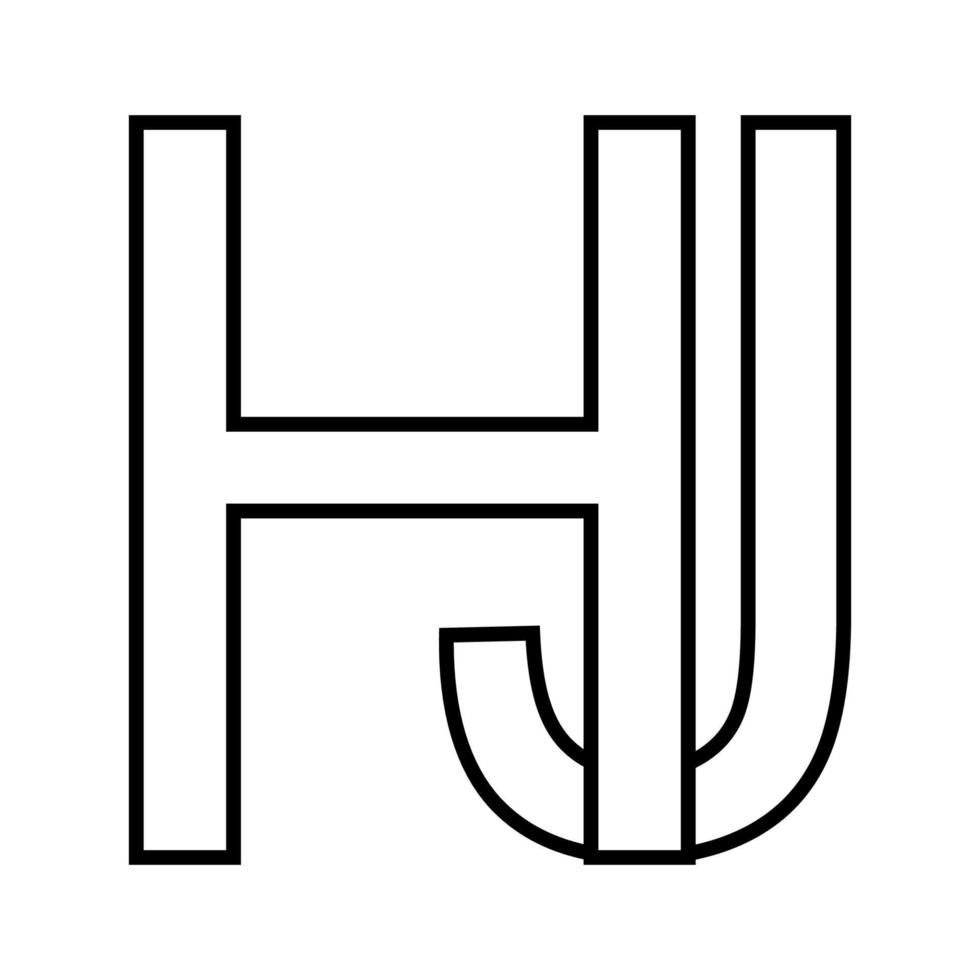 logotipo placa hj jh ícone nft entrelaçado cartas j h vetor