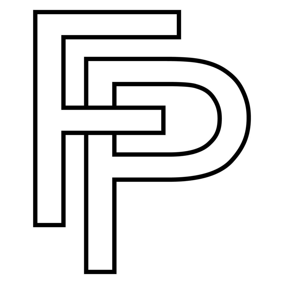 logotipo sinal, fp pf ícone, nft fp entrelaçado cartas f p vetor
