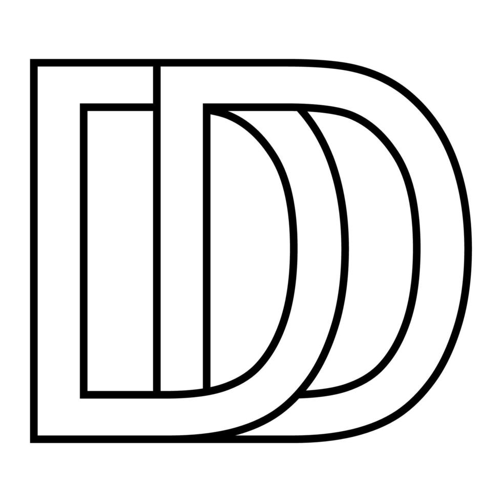 logotipo placa dd ícone, placa entrelaçado, cartas d vetor
