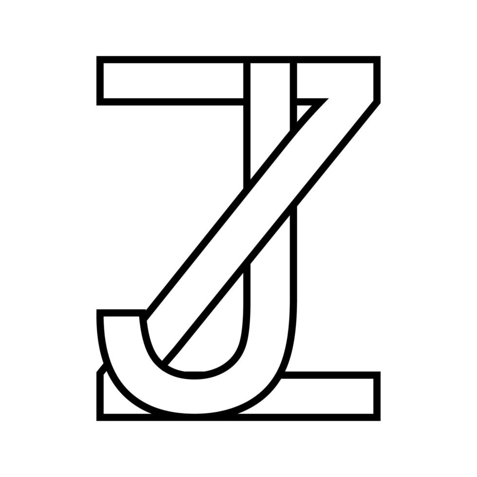 logotipo placa zj jz ícone Duplo cartas logótipo z j vetor