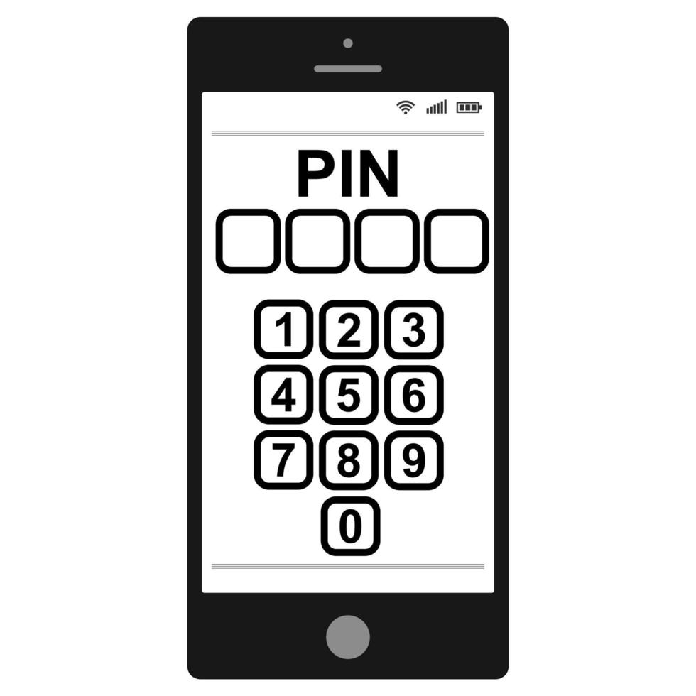 entrando uma PIN código em uma Smartphone, vetor PIN código pessoal identificação número para proteger pessoal dados