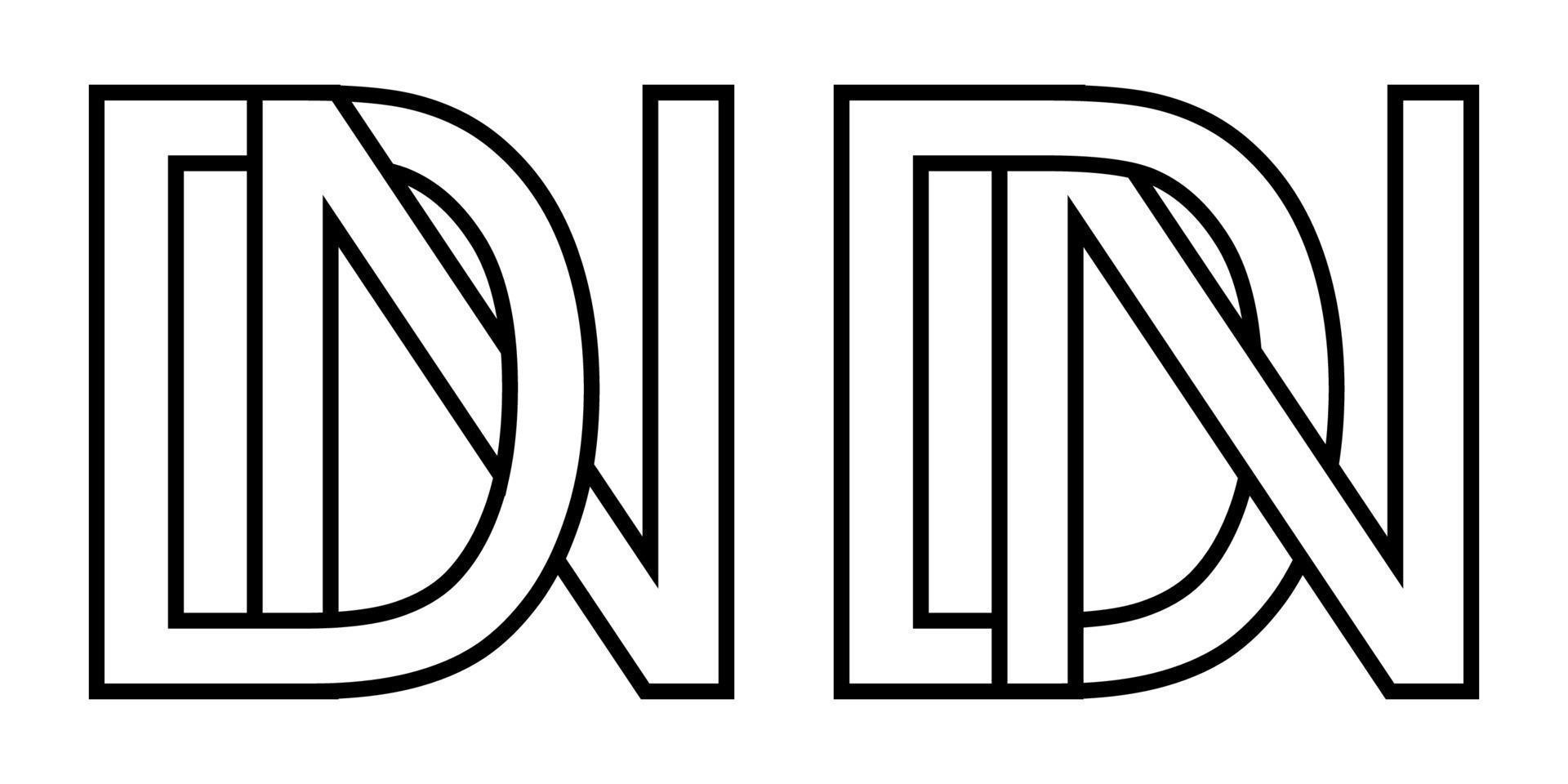 logotipo WL e dn ícone placa dois entrelaçado cartas d n, vetor logotipo WL dn primeiro capital cartas padronizar alfabeto n d