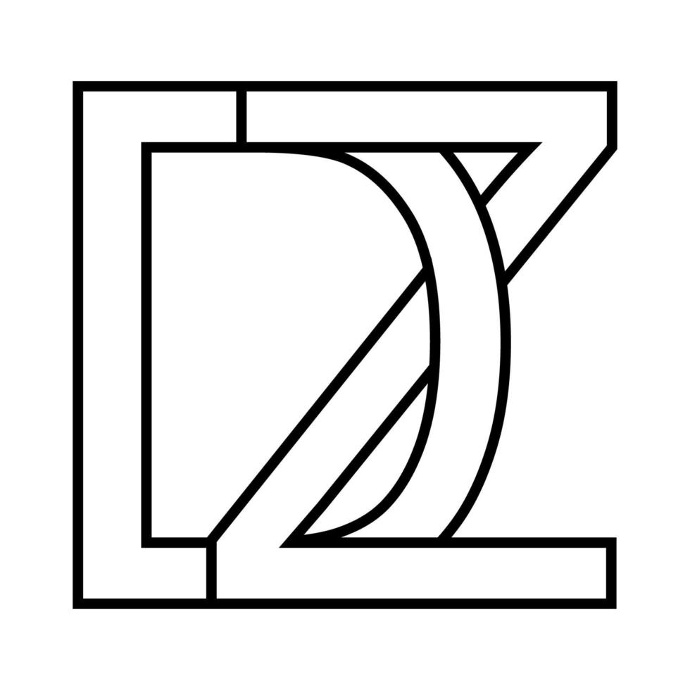 logotipo placa dz, zd ícone nft dz entrelaçado cartas d z vetor