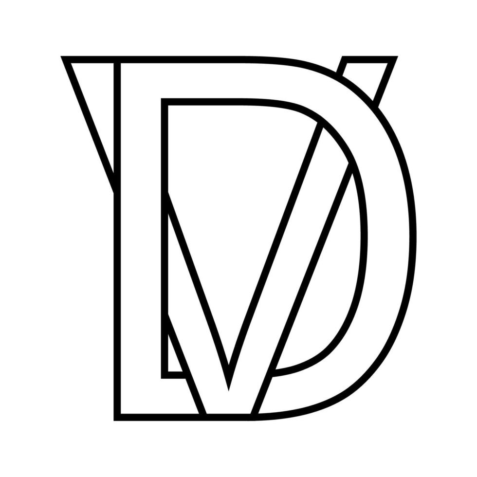 logotipo sinal, dv vc, ícone nft dv entrelaçado cartas d v vetor