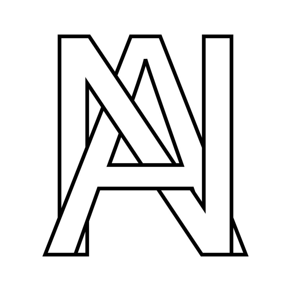 logotipo placa um, n / D ícone placa entrelaçado cartas a, n vetor logotipo um, n / D primeiro capital cartas padronizar alfabeto a, n