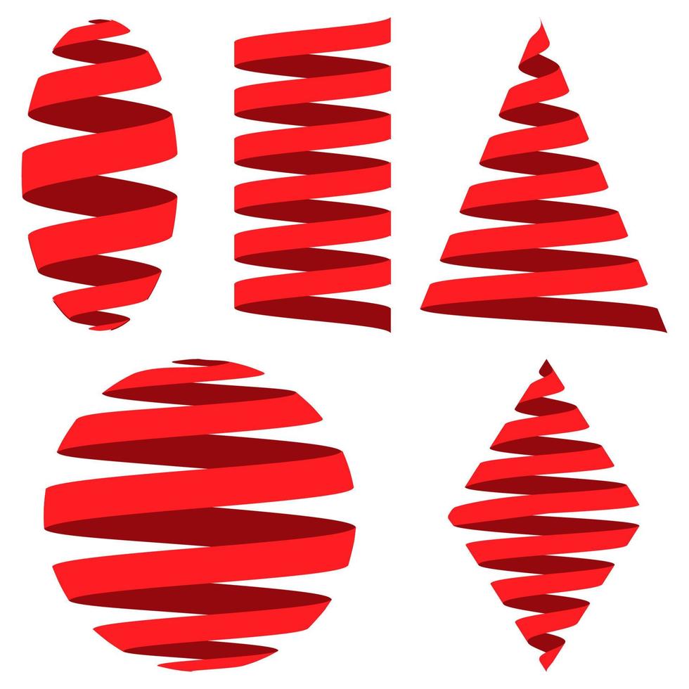 conjunto 3d fita faixa, centrado em a geométrico formas esfera , cilindro e cone, vetor logotipo feriado decoração em Novo ano ou Móvel aplicativo, fácil editar cor