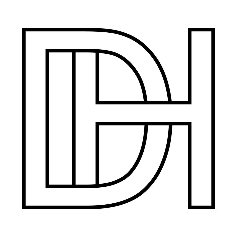 logotipo placa dh hd ícone placa entrelaçado cartas d h vetor