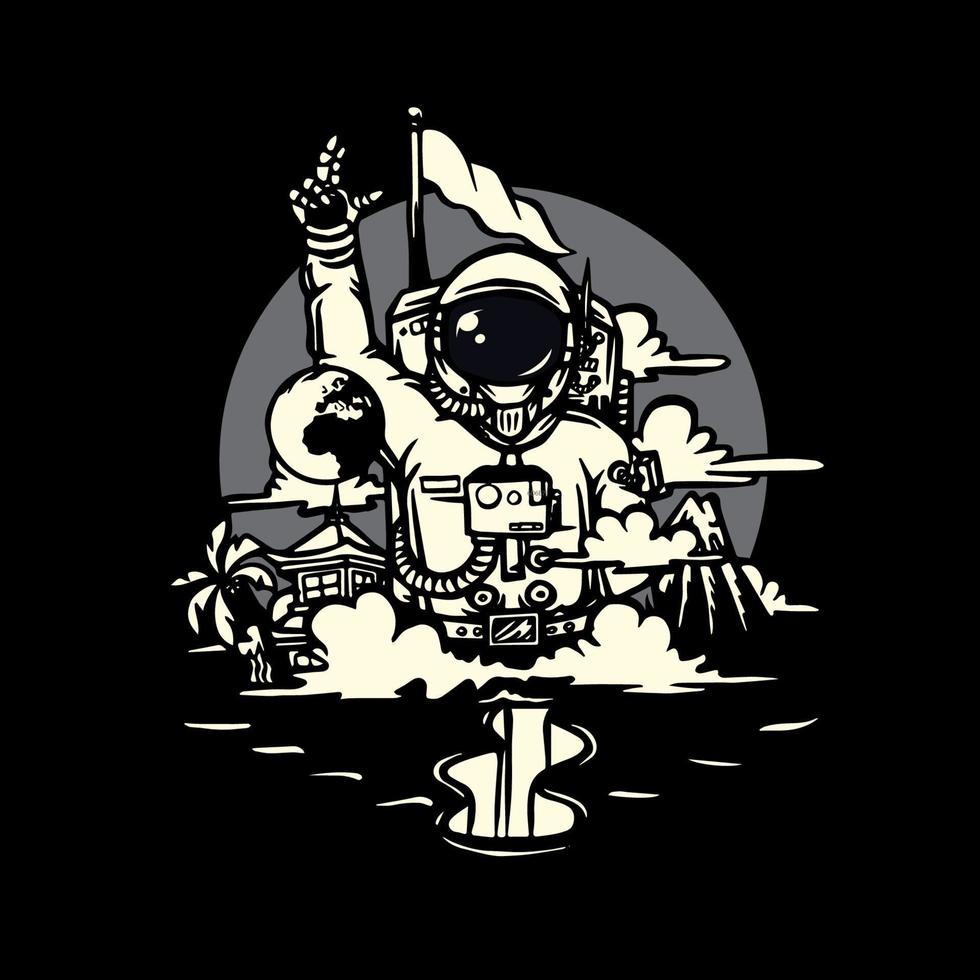 desenho de ilustração de astronauta vetor