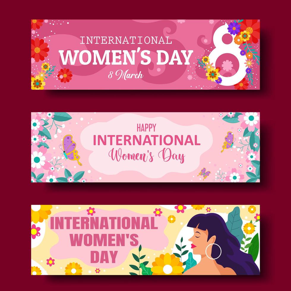 conjunto de banner do dia internacional da mulher vetor