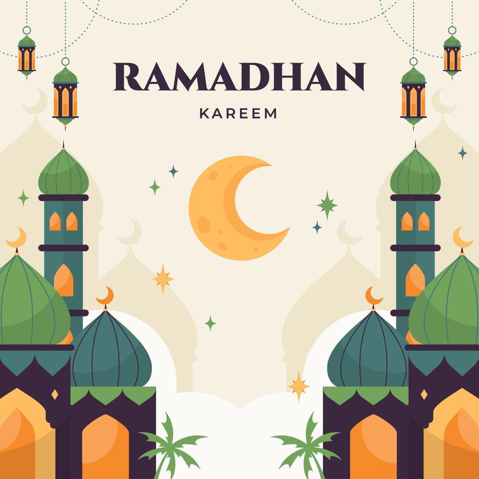 Ramadhan kareem plano ilustração vetor