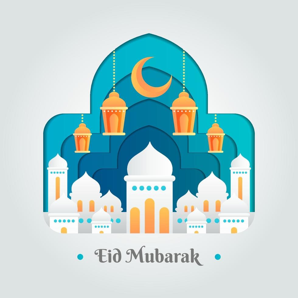 saudações simples e minimalistas da temporada de eid mubarak vetor