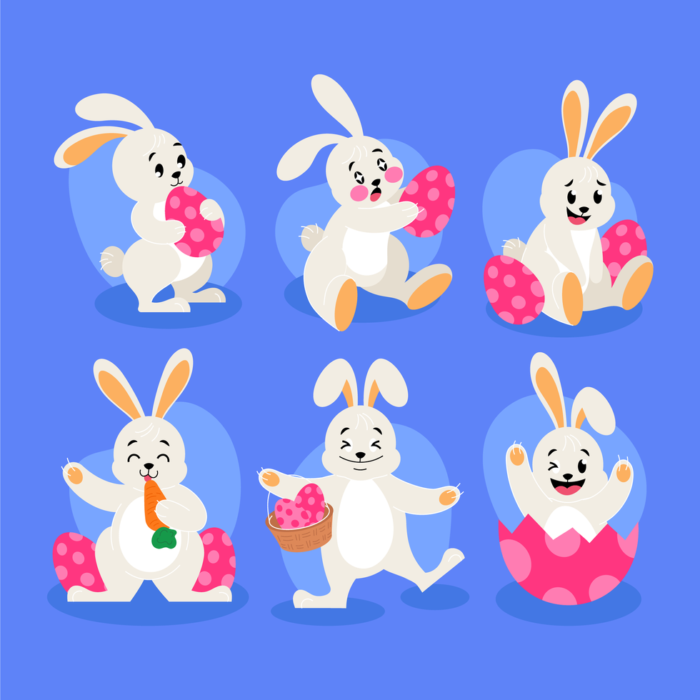 coleção de personagens de coelho da páscoa vetor