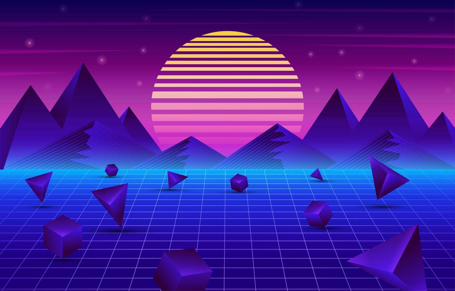 fundo retro futurismo vetor