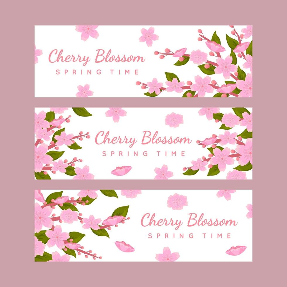 coleção de banner de flor de cerejeira vetor