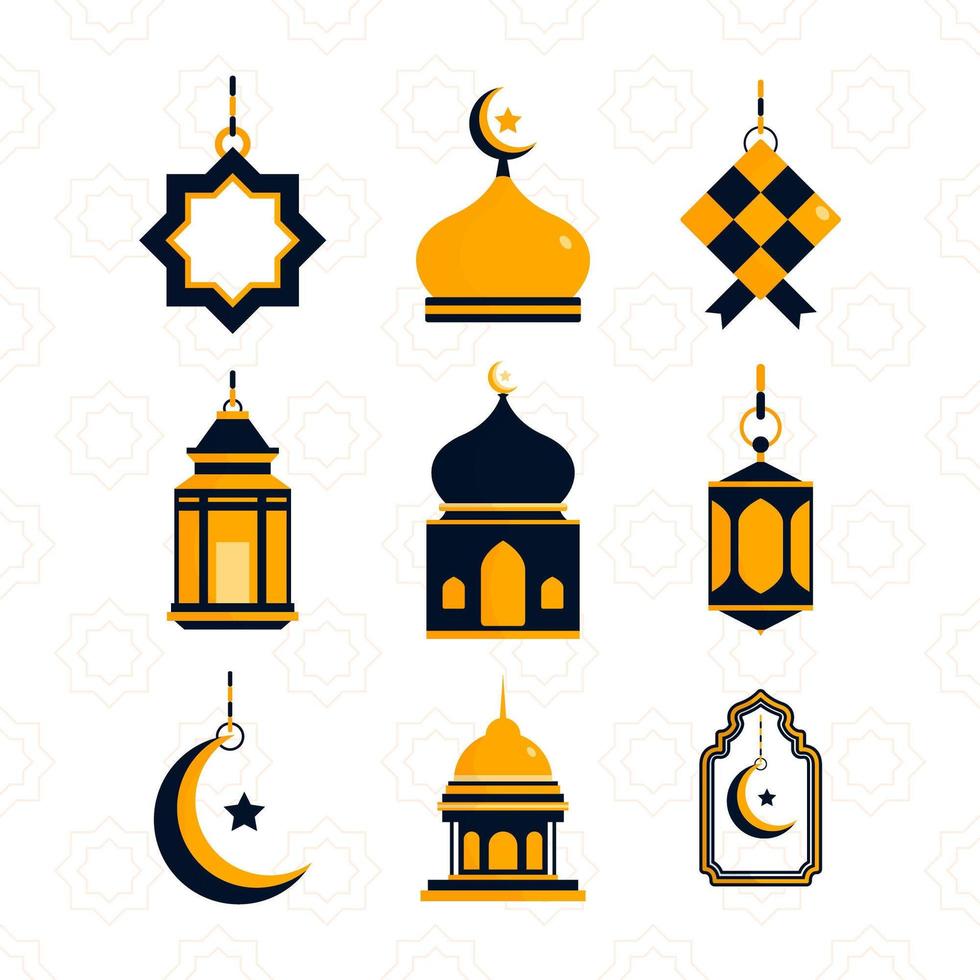 conjunto de ícones eid mubarak vetor