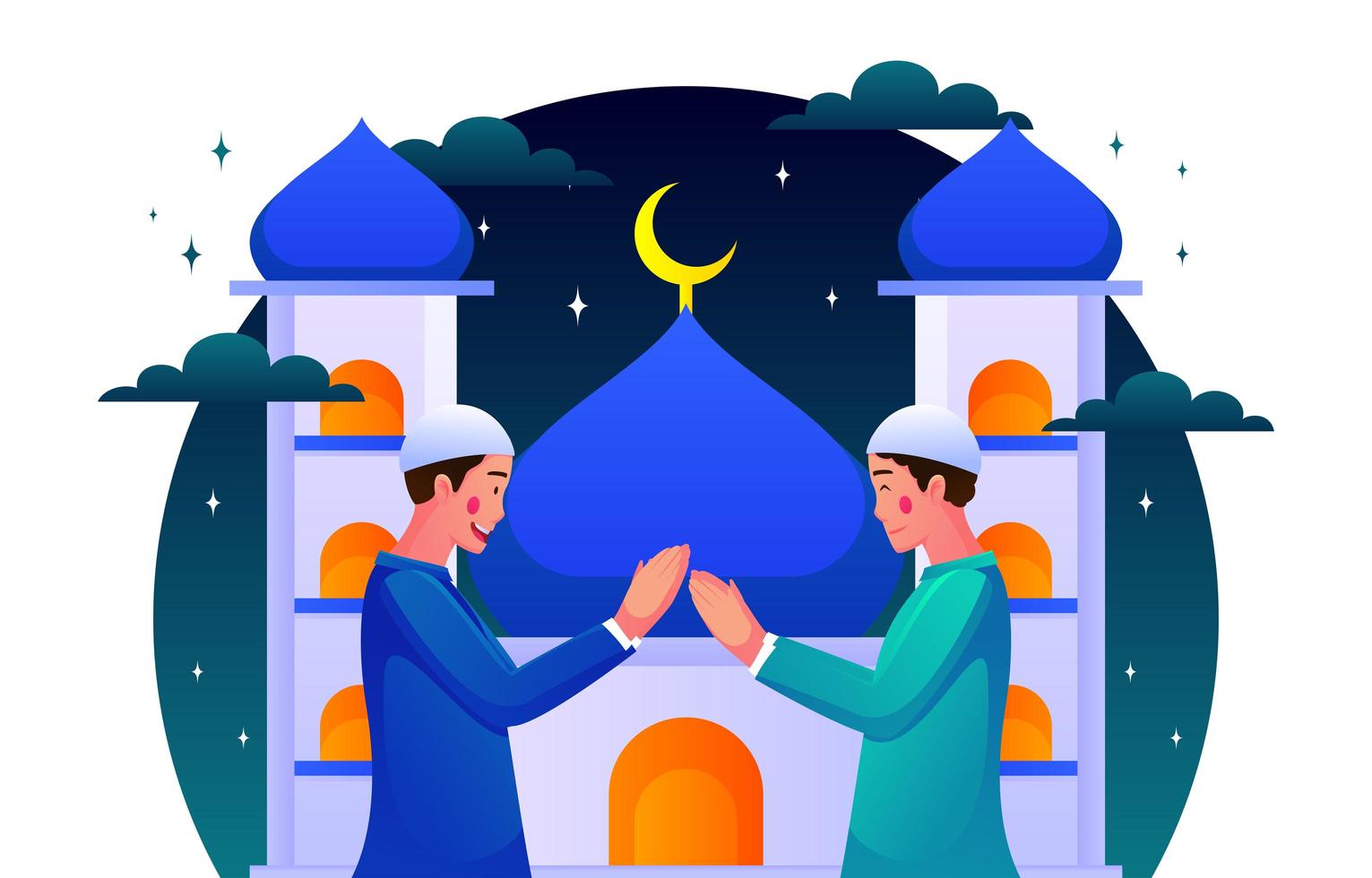 ilustração feliz eid mubarak vetor