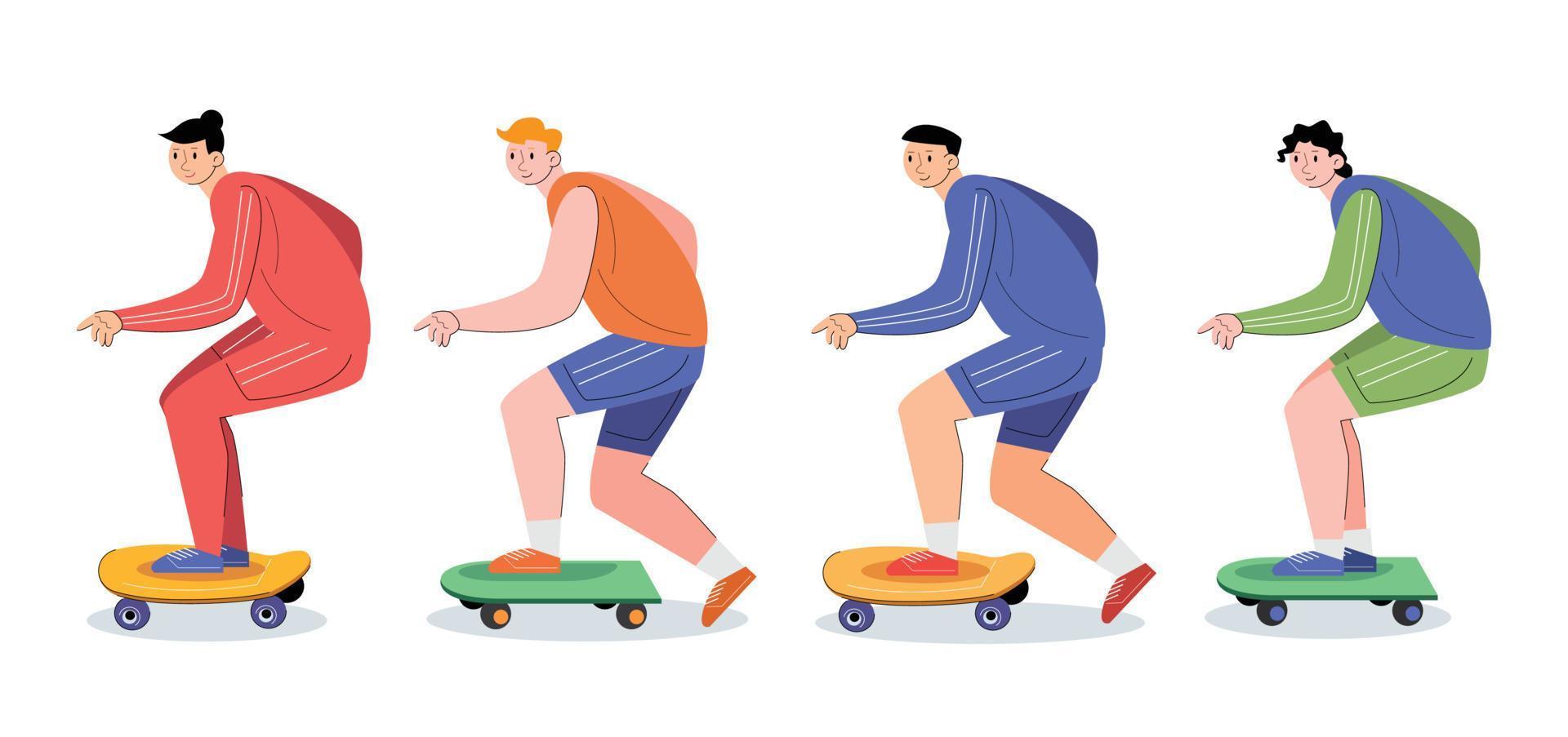 personagem pessoas com skate vetor ilustração