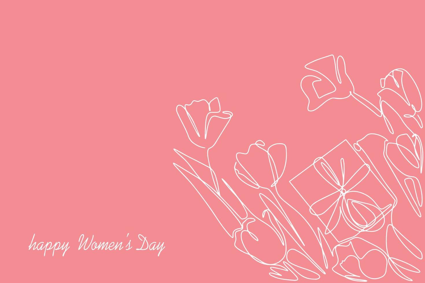 banner-postal com internacional mulheres dia. Rosa cor ilustração com flores vetor