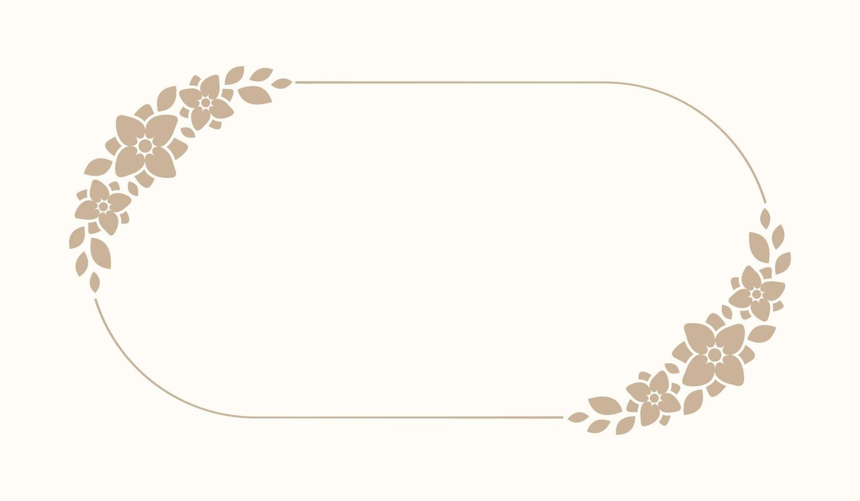 floral bege oval quadro. botânico boho fronteira vetor ilustração. simples elegante romântico estilo para Casamento eventos, cartão projeto, logotipo, rótulos, social meios de comunicação Postagens, modelos