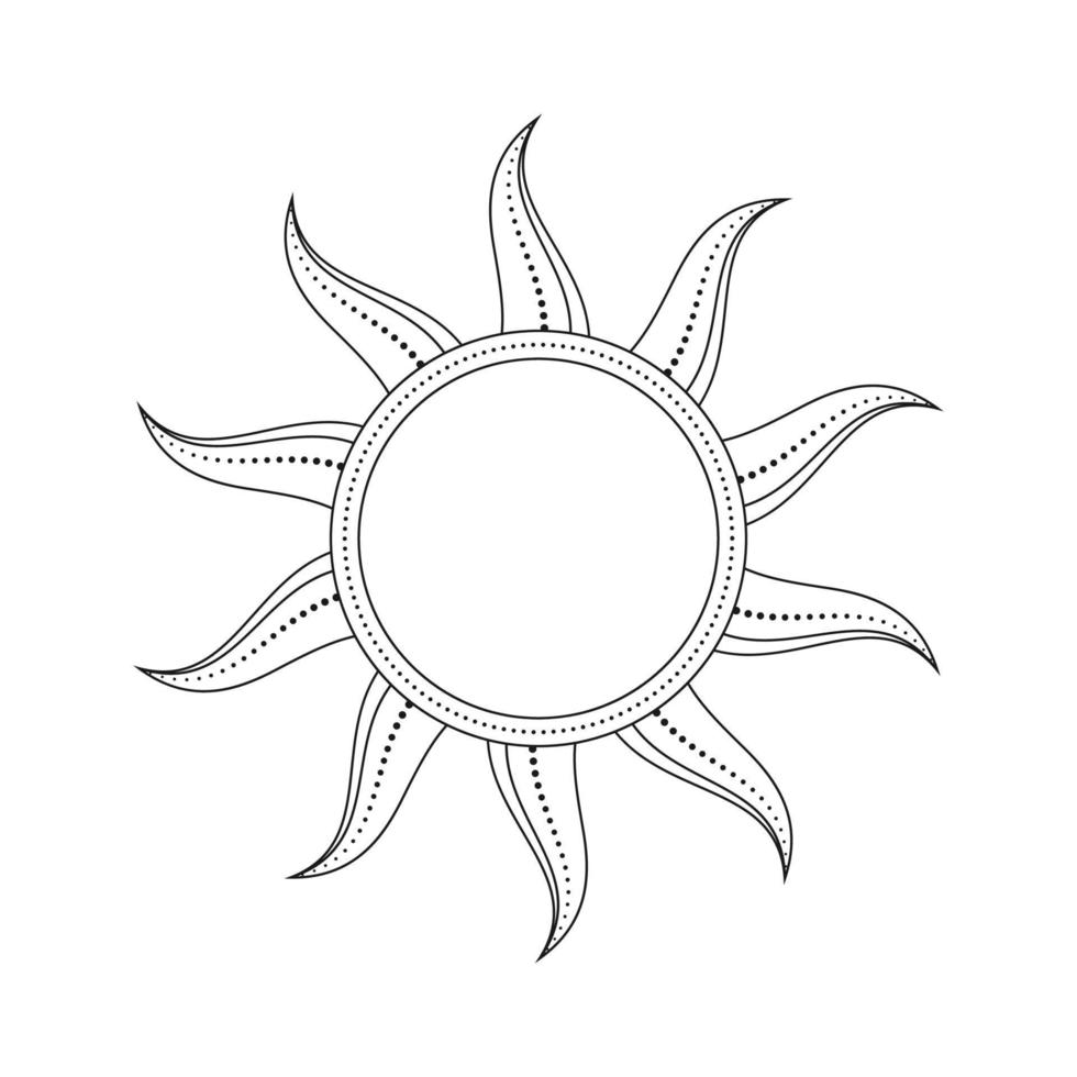 abstrato celestial Sol vetor ilustração. boêmio místico símbolo estourando Sol raios. Magia talismã, Antiguidade tribal estilo, boho, tatuagem, arte imprimir, tarot