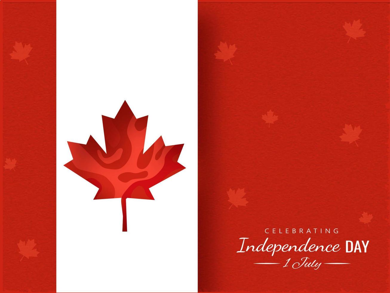 1º Julho independência dia a comemorar poster ou cumprimento cartão com papel cortar bordo folha em vermelho frustrar fundo. vetor