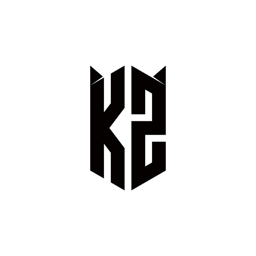 kz logotipo monograma com escudo forma desenhos modelo vetor