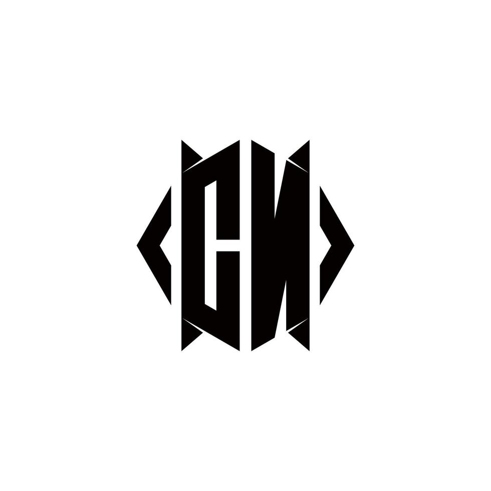cn logotipo monograma com escudo forma desenhos modelo vetor