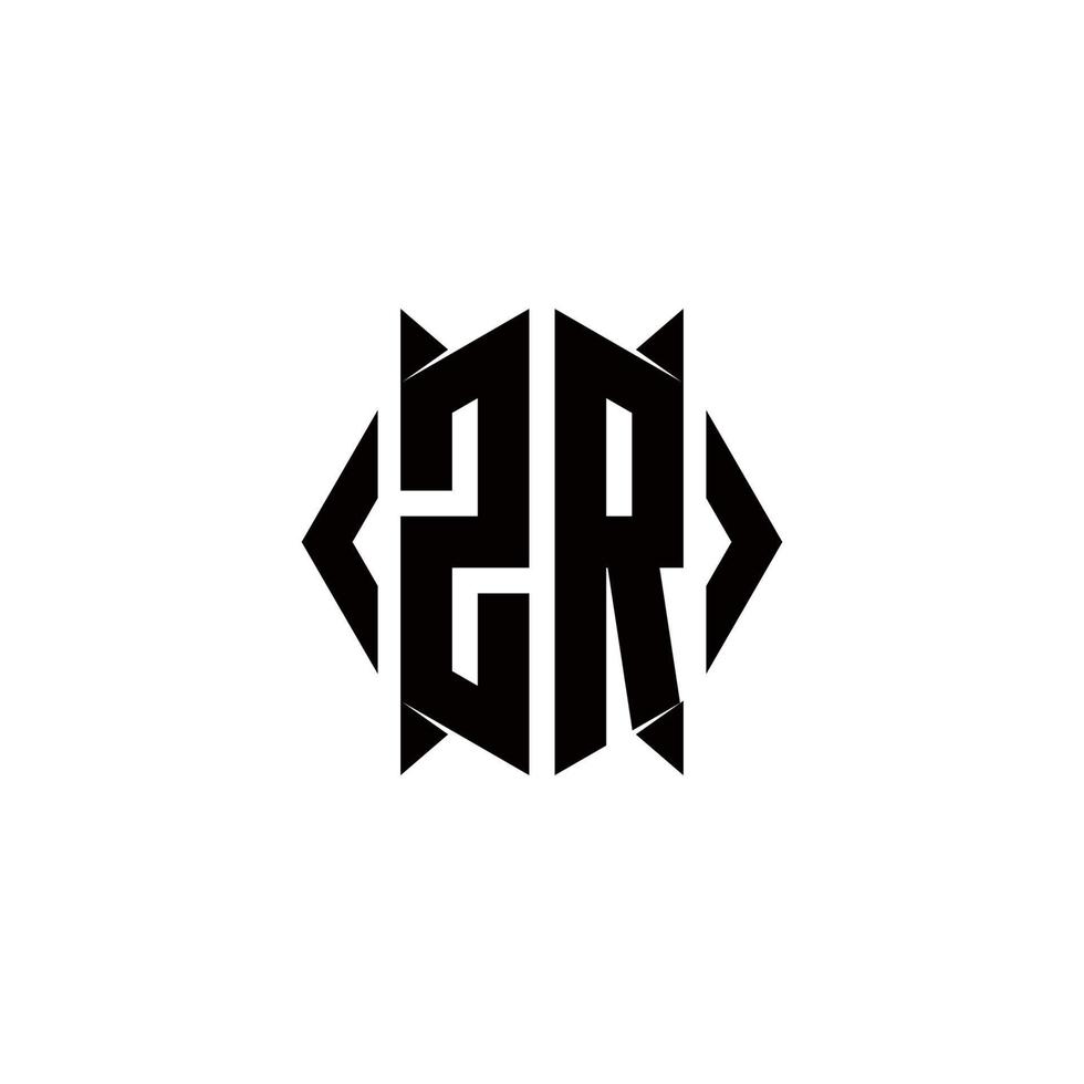 zr logotipo monograma com escudo forma desenhos modelo vetor
