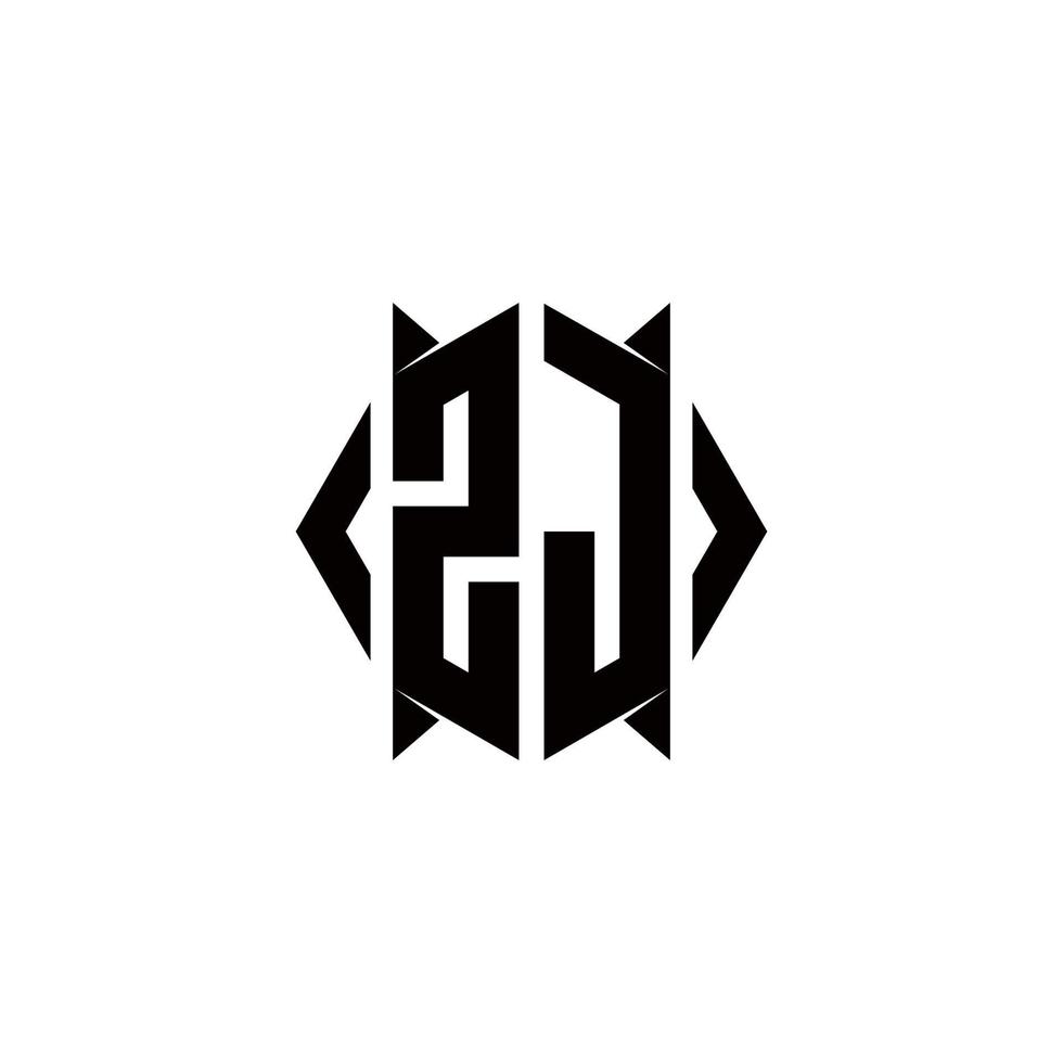 zj logotipo monograma com escudo forma desenhos modelo vetor