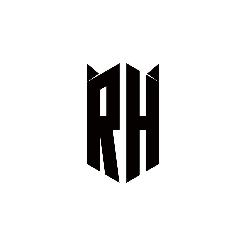 rh logotipo monograma com escudo forma desenhos modelo vetor