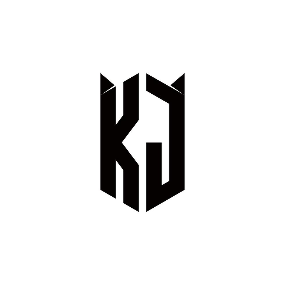 kj logotipo monograma com escudo forma desenhos modelo vetor