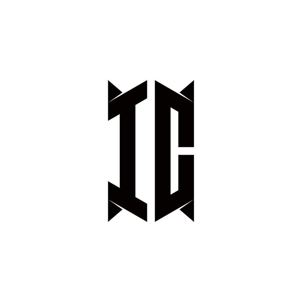 ic logotipo monograma com escudo forma desenhos modelo vetor
